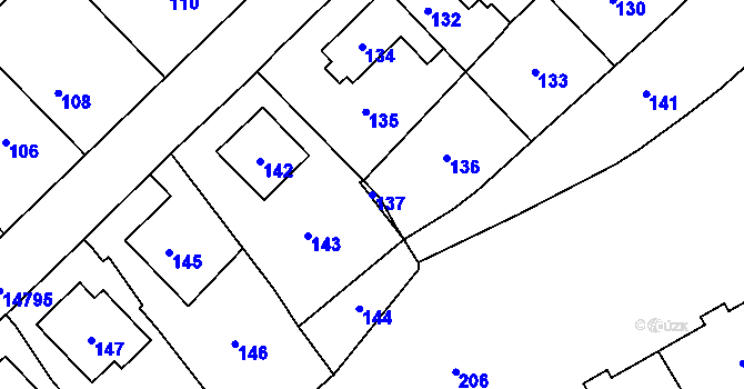 Parcela st. 137 v KÚ Vsetín, Katastrální mapa