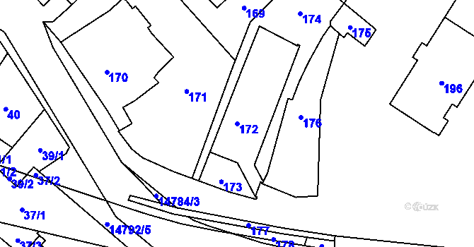 Parcela st. 172 v KÚ Vsetín, Katastrální mapa
