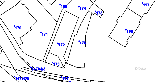 Parcela st. 176 v KÚ Vsetín, Katastrální mapa
