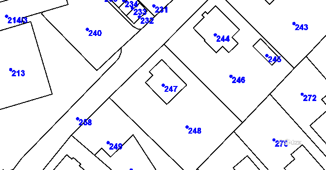Parcela st. 247 v KÚ Vsetín, Katastrální mapa