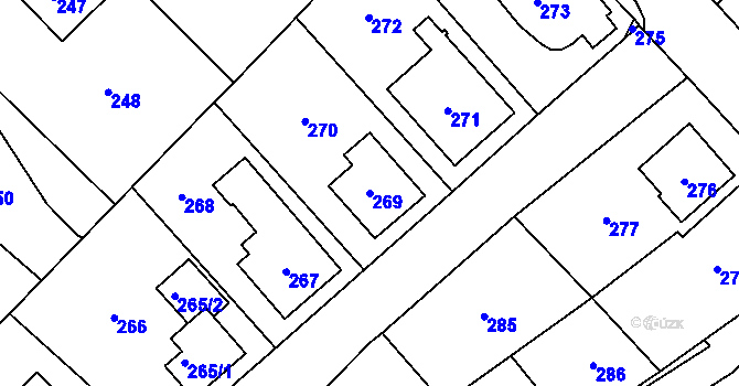 Parcela st. 269 v KÚ Vsetín, Katastrální mapa