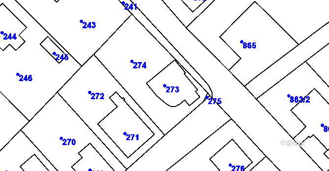 Parcela st. 273 v KÚ Vsetín, Katastrální mapa