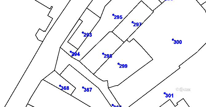 Parcela st. 298 v KÚ Vsetín, Katastrální mapa