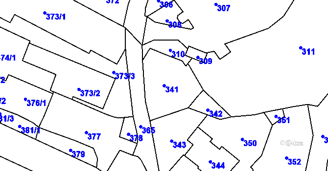 Parcela st. 341 v KÚ Vsetín, Katastrální mapa