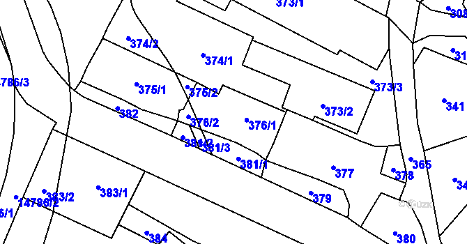 Parcela st. 376 v KÚ Vsetín, Katastrální mapa
