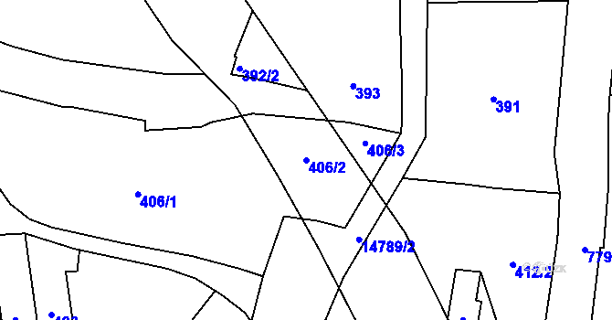 Parcela st. 406/2 v KÚ Vsetín, Katastrální mapa