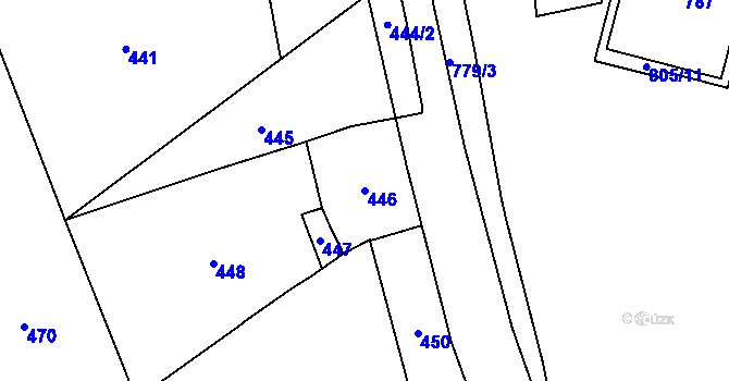 Parcela st. 446 v KÚ Vsetín, Katastrální mapa