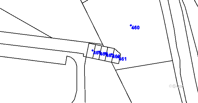 Parcela st. 464 v KÚ Vsetín, Katastrální mapa