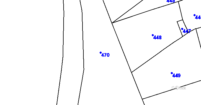 Parcela st. 470 v KÚ Vsetín, Katastrální mapa