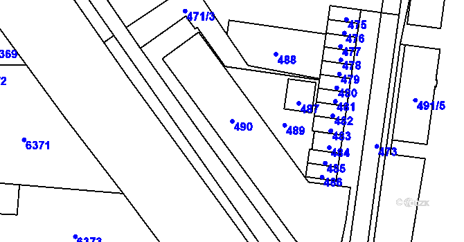 Parcela st. 490 v KÚ Vsetín, Katastrální mapa