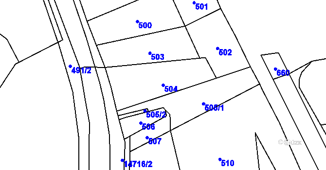Parcela st. 504 v KÚ Vsetín, Katastrální mapa