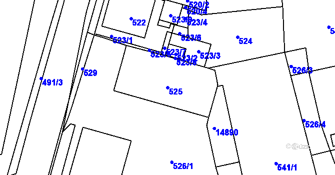 Parcela st. 525 v KÚ Vsetín, Katastrální mapa