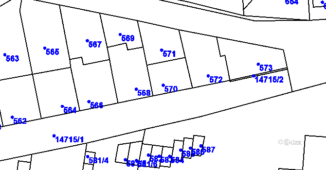 Parcela st. 570 v KÚ Vsetín, Katastrální mapa