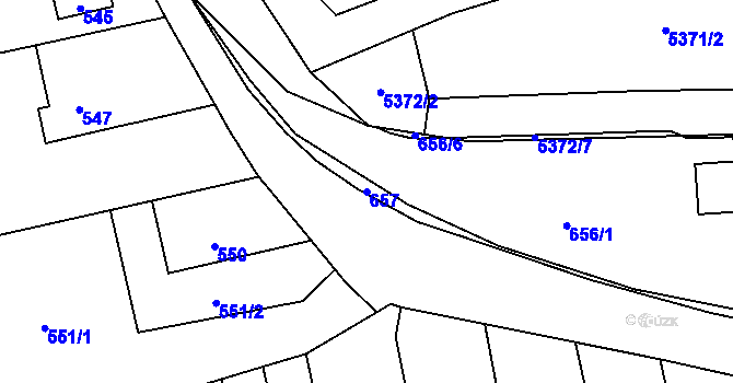 Parcela st. 657 v KÚ Vsetín, Katastrální mapa