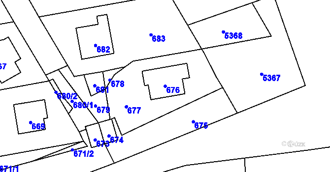Parcela st. 676 v KÚ Vsetín, Katastrální mapa