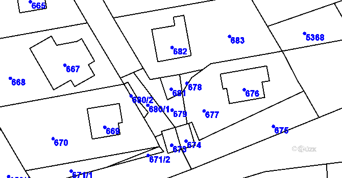 Parcela st. 681 v KÚ Vsetín, Katastrální mapa