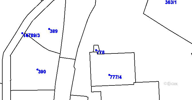 Parcela st. 778 v KÚ Vsetín, Katastrální mapa