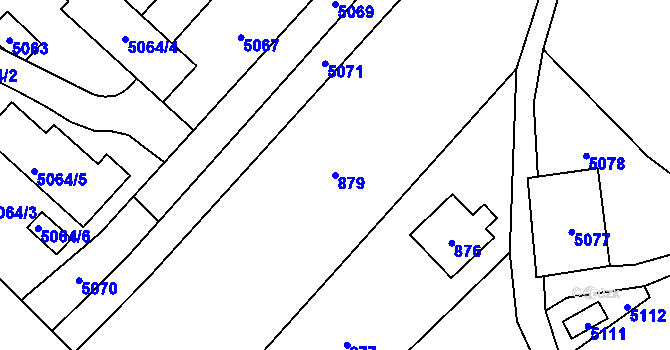 Parcela st. 879 v KÚ Vsetín, Katastrální mapa