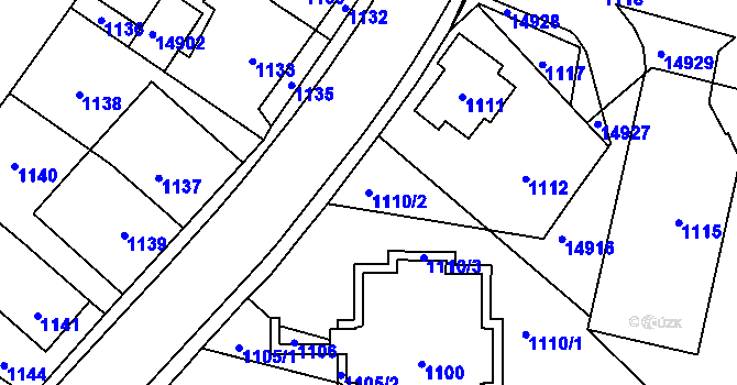 Parcela st. 1110/2 v KÚ Vsetín, Katastrální mapa