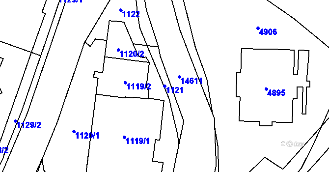 Parcela st. 1121 v KÚ Vsetín, Katastrální mapa