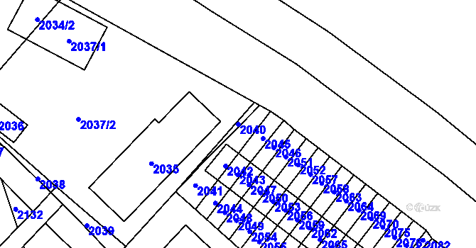 Parcela st. 2040 v KÚ Vsetín, Katastrální mapa