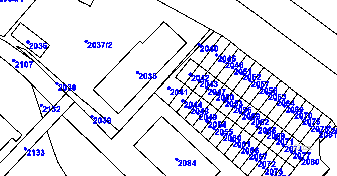 Parcela st. 2041 v KÚ Vsetín, Katastrální mapa