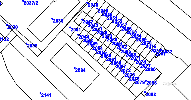 Parcela st. 2055 v KÚ Vsetín, Katastrální mapa