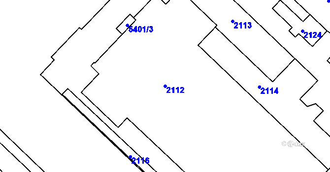 Parcela st. 2112 v KÚ Vsetín, Katastrální mapa