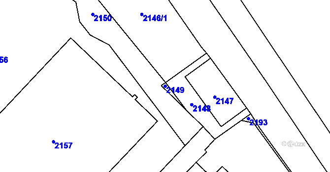 Parcela st. 2149 v KÚ Vsetín, Katastrální mapa