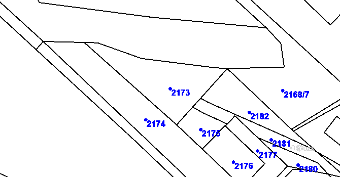 Parcela st. 2173 v KÚ Vsetín, Katastrální mapa