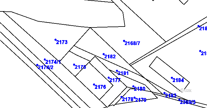 Parcela st. 2182 v KÚ Vsetín, Katastrální mapa