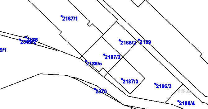 Parcela st. 2187/2 v KÚ Vsetín, Katastrální mapa