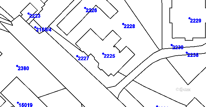 Parcela st. 2225 v KÚ Vsetín, Katastrální mapa