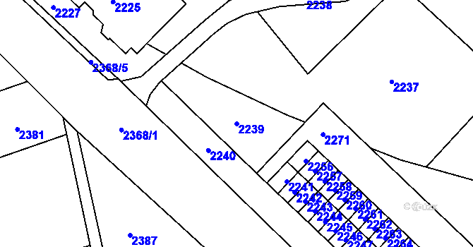 Parcela st. 2239 v KÚ Vsetín, Katastrální mapa