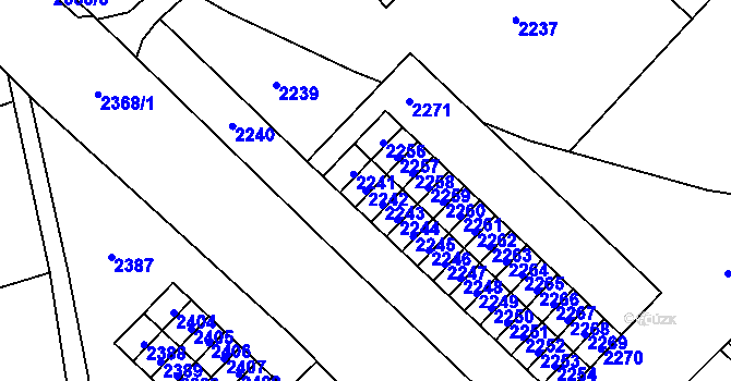 Parcela st. 2242 v KÚ Vsetín, Katastrální mapa