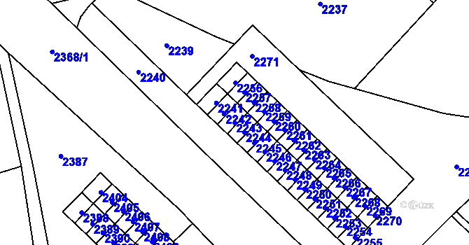 Parcela st. 2243 v KÚ Vsetín, Katastrální mapa