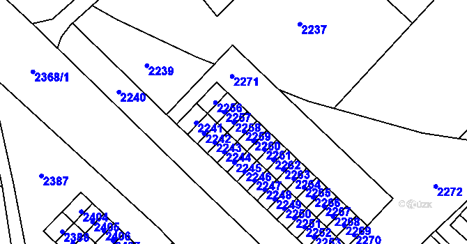 Parcela st. 2258 v KÚ Vsetín, Katastrální mapa