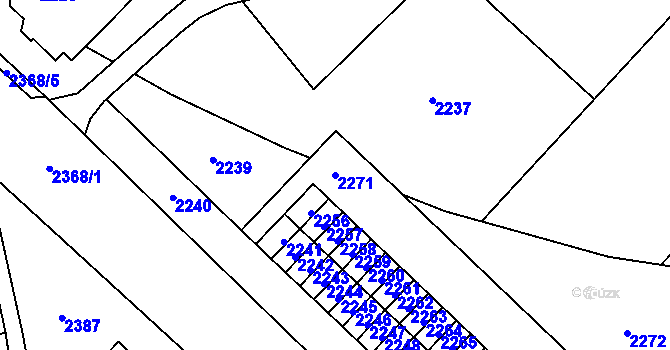Parcela st. 2271 v KÚ Vsetín, Katastrální mapa