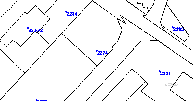 Parcela st. 2274 v KÚ Vsetín, Katastrální mapa
