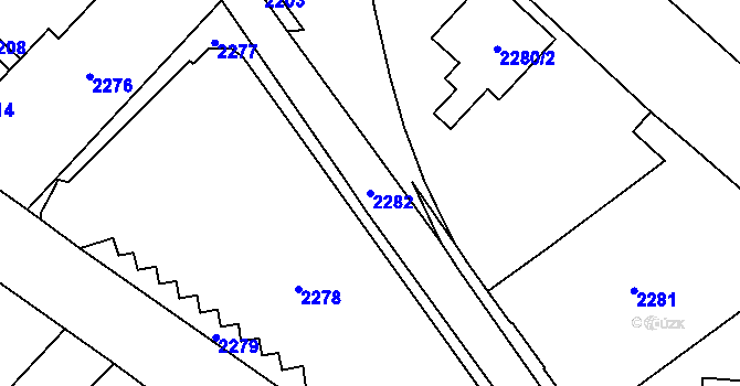 Parcela st. 2282 v KÚ Vsetín, Katastrální mapa