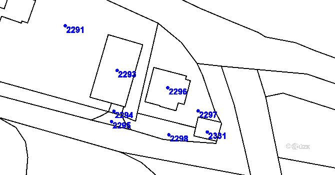 Parcela st. 2296 v KÚ Vsetín, Katastrální mapa