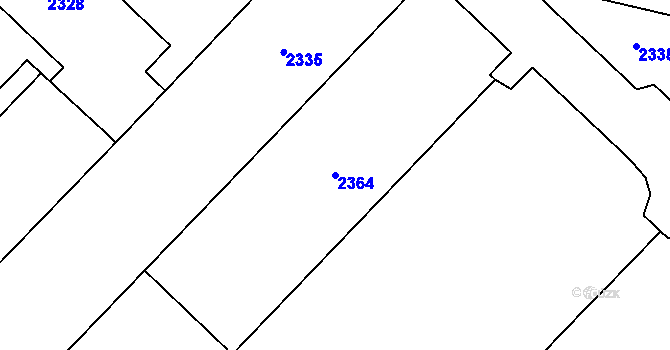 Parcela st. 2364 v KÚ Vsetín, Katastrální mapa