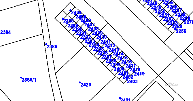 Parcela st. 2396 v KÚ Vsetín, Katastrální mapa