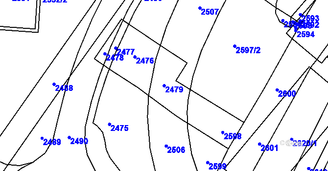 Parcela st. 2479 v KÚ Vsetín, Katastrální mapa
