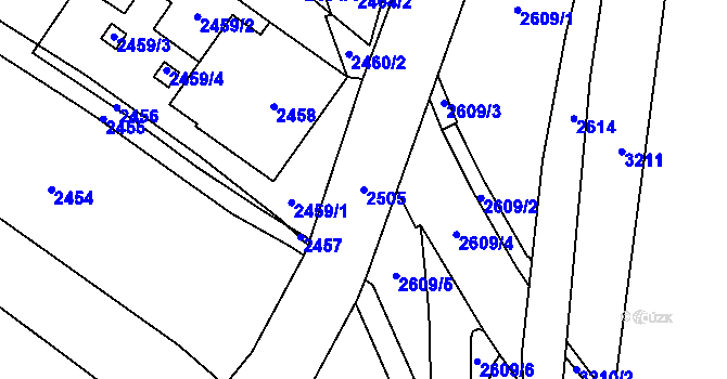 Parcela st. 2505 v KÚ Vsetín, Katastrální mapa