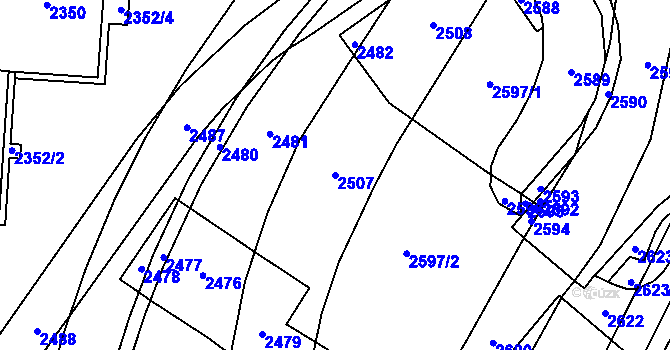 Parcela st. 2507 v KÚ Vsetín, Katastrální mapa