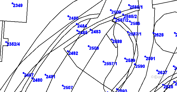 Parcela st. 2508 v KÚ Vsetín, Katastrální mapa