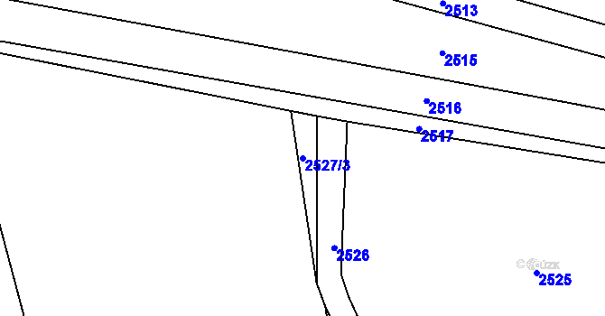 Parcela st. 2527/3 v KÚ Vsetín, Katastrální mapa