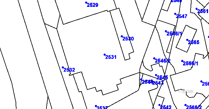 Parcela st. 2531 v KÚ Vsetín, Katastrální mapa