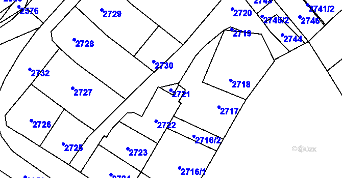 Parcela st. 2721 v KÚ Vsetín, Katastrální mapa